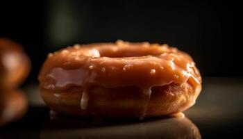 Freshly baked donuts with chocolate icing indulgence generated by AI photo