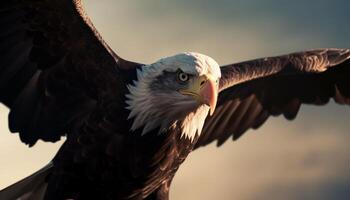 majestuoso pájaro de presa se extiende alas en libertad generado por ai foto