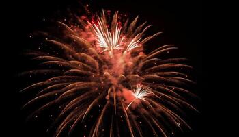 Fourth of July celebration exploding vibrant firework display generated by AI photo