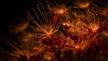 vibrante colores iluminar soltero flor en oscuridad generado por ai foto