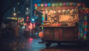 linternas iluminar tradicional festival a noche generado por ai foto