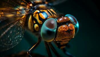 Yellow housefly with wings in focus generated by AI photo