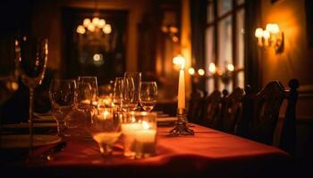 Luxury celebration wine candlelight elegance generated by AI photo