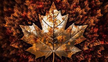 Glowing maple tree branch, vibrant autumn colors generated by AI photo