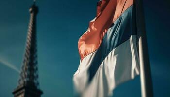 americano bandera ondulación en luz de sol, izing libertad generado por ai foto