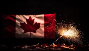 Glowing maple leaf izes Canadian patriotism generated by AI photo