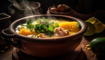 Braised beef stew with vegetables and herbs photo