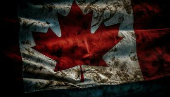 Canadian flag waving proudly, symbol of patriotism generative AI photo