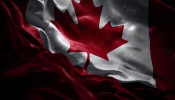 canadiense bandera ondulación en naturaleza fondo generativo ai foto