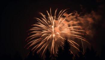 vibrante colores explotando en un Fuegos artificiales monitor generado por ai foto