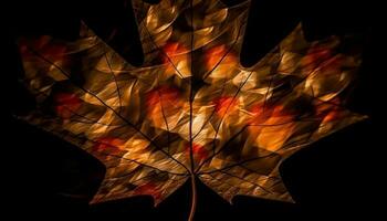 Vibrant colors illuminate autumn tree in dark night generated by AI photo