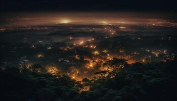 brillante estrella campo ilumina el oscuro noche cielo generado por ai foto