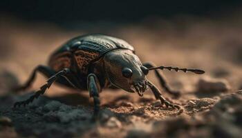 Small weevil crawling on leaf, macro focus generated by AI photo