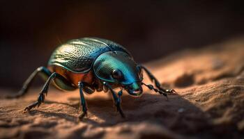 Small arthropod crawls on green leaf outdoors generated by AI photo