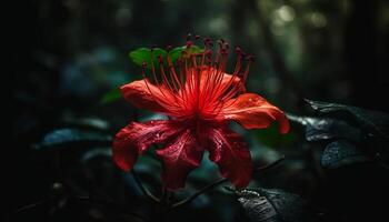 Vibrant hibiscus blossom, elegance in nature beauty generated by AI photo