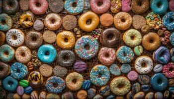 rosquilla recopilación, un dulce indulgencia generado por ai foto