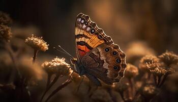 Vibrant butterfly wing in summer sunlight outdoors generated by AI photo