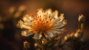 Soft focus on vibrant yellow wildflower beauty generated by AI photo