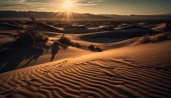 Rippled sand dunes in arid Africa generated by AI photo