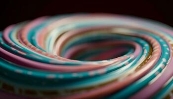 Colorful plastic spool twisted in spiral generated by AI photo