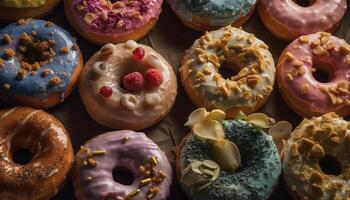 doughnut with strawberry icing and sprinkles generated by AI photo