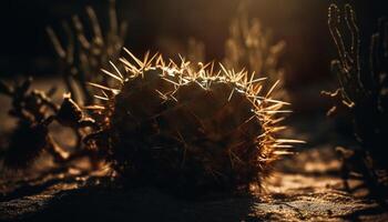 Sharp thorns on succulent plant cause pain generated by AI photo