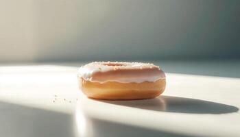 Homemade donut with chocolate icing and sprinkles generated by AI photo