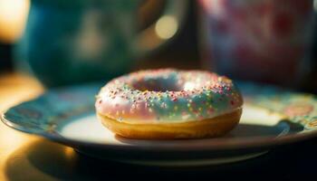 donut with chocolate icing, a sweet indulgence generated by AI photo