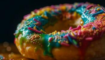 donut with chocolate icing and sprinkles generated by AI photo