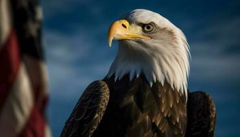 Majestic bald eagle perched, of freedom generated by AI photo