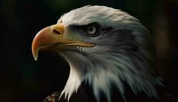 majestuoso calvo águila volador con agudo garras generado por ai foto