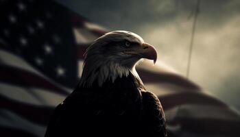 Majestic bald eagle izes American freedom and pride generated by AI photo