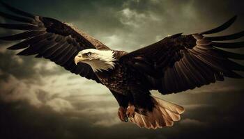 Majestic bird of prey soaring in freedom generated by AI photo