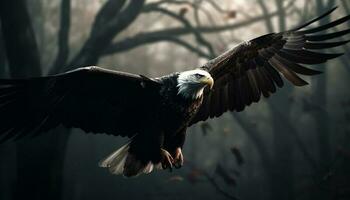 untado alas de majestuoso calvo águila volador generado por ai foto