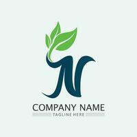 Tree leaf vector and green logo design friendly concept