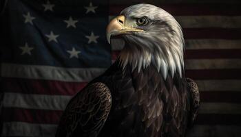 Majestic bald eagle izes American patriotism and freedom generated by AI photo