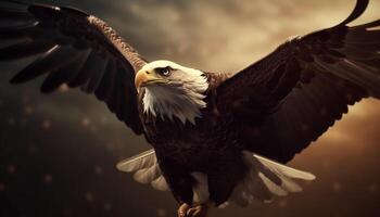 Majestic bald eagle soaring in American freedom generated by AI photo