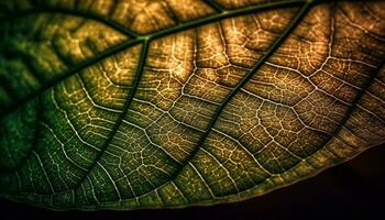 Vibrant leaf vein pattern in natural macro beauty generated by AI photo