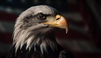 Majestic bald eagle headshot portrait generated by AI photo