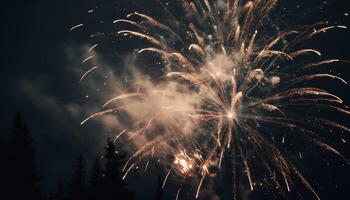 Night explodes with vibrant firework celebration colors generated by AI photo