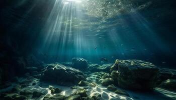 profundo abajo, un vistoso arrecife pulula con vida generado por ai foto