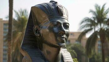 Ancient pharaoh statue symbolizes Egyptian culture and history generated by AI photo