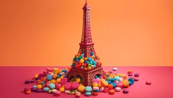 Colorful candy collection, a sweet souvenir heap generated by AI photo