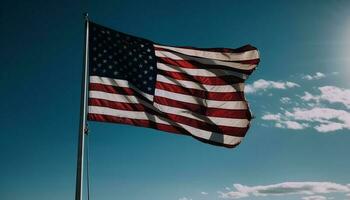 ondulación americano bandera simboliza patriotismo y libertad generado por ai foto