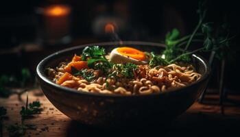 Healthy vegetarian soup cooked with fresh vegetables generated by AI photo