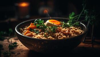 sano vegetariano sopa cocido con Fresco vegetales generado por ai foto