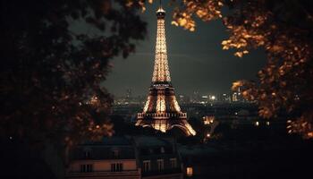 ciudad horizonte iluminado a oscuridad, un símbolo generado por ai foto