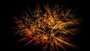 Glowing fireworks explode in vibrant celebration night generated by AI photo