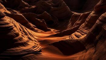 Striped sandstone curves in Antelope Canyon majesty generated by AI photo