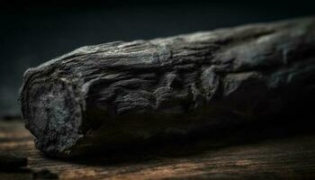Burning coal heap, dark background, natural phenomenon generated by AI photo